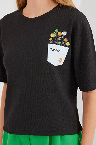 Bigdart 912 Baskılı Örme Basic Tişört - Siyah