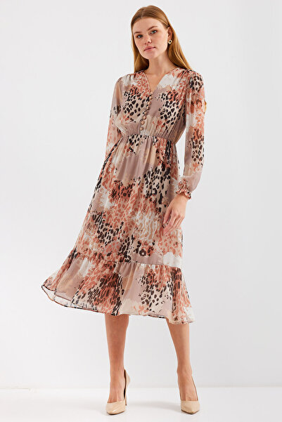 Bigdart 2137 Модел шарена рокля от камилски шифон