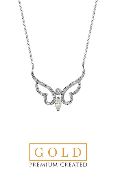 So CHIC... Beyaz Altın Sertifikalı Premium Created Taşlı Melek Kolye
