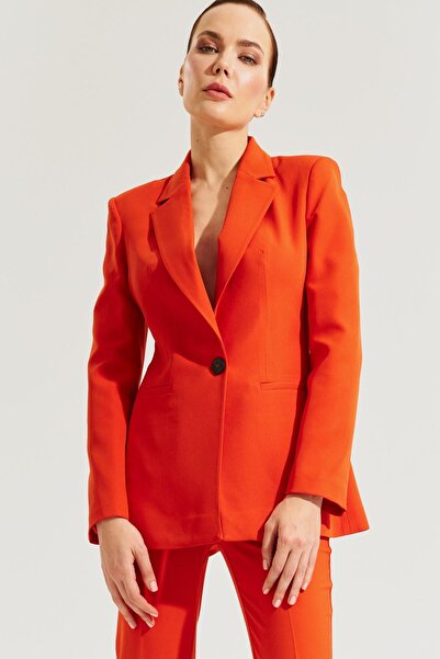 Setre طقم بنطال بأكمام طويلة وأزرار بلون مرجاني وخصر كامل