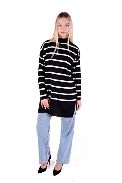 Rays Black Striped Turtleneck Tunic 5415