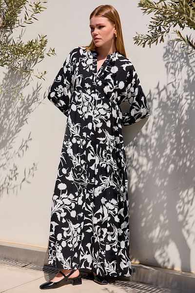 Bigdart Viscose Hijab Dress - Black and White Women's 2423