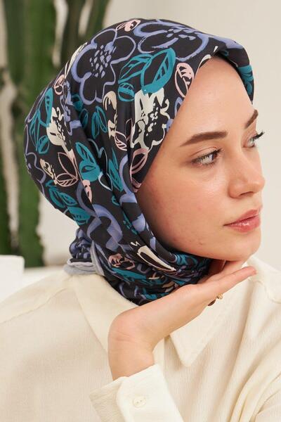 İpekhan Μοντέλο παστέλ Navy Blue βαμβακερό κασκόλ βισκόζης