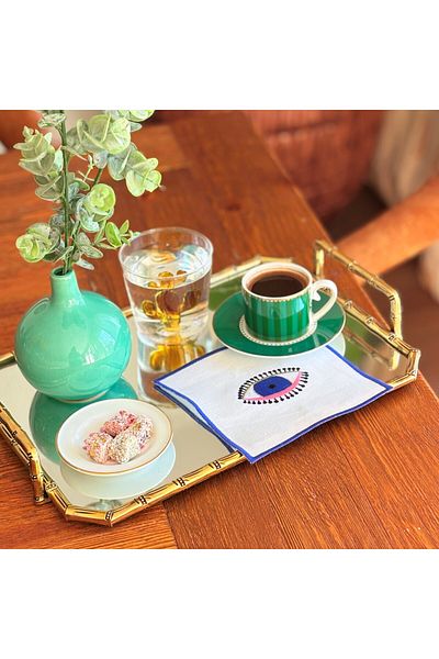 ge living Eye Patterned 4-Piece Cocktail Napkin Set