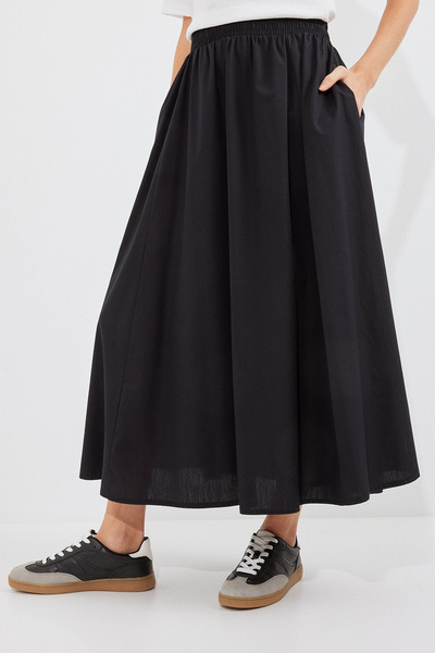 Bigdart Women's Long Skirt with Pocket Detail 8024 - Black