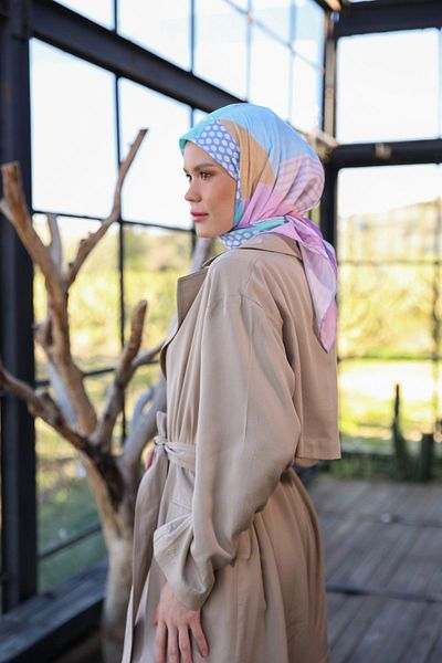 İpekhan Eșarfă Moale Colecția Boheme Baby Blue Pink 1173-05