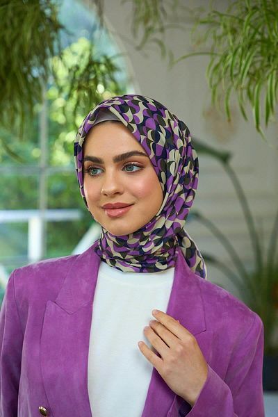İpekhan Μαλακό κασκόλ Καφέ Μωβ Summer Sparkle Collection - 1185-04