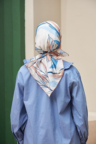 İpekhan Κασκόλ Lotus Milk Coffee Blue Cotton Viscose