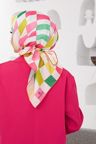 İpekhan Relax Geometric Ala Soft Scarf Coral 1139-03
