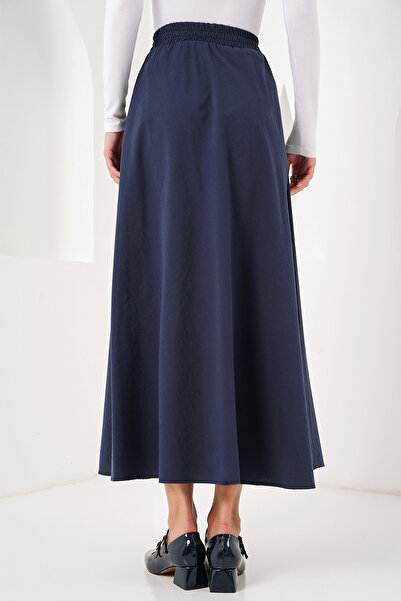 Bigdart تنورة نسائية طويلة باللون الأزرق الداكن 8024 - تفاصيل الجيب