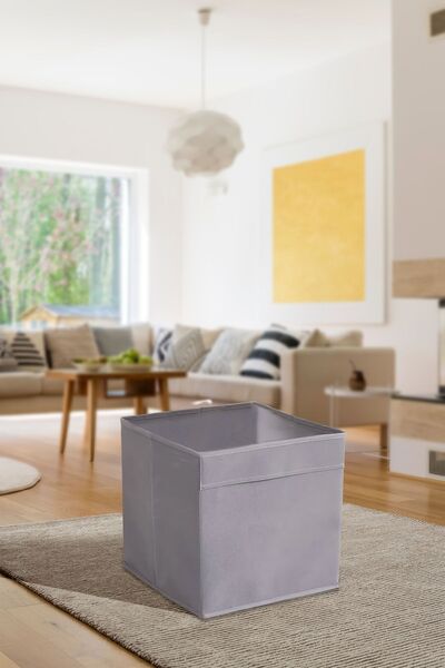 PRENDİ HOME 30x30x30 Smoked Toy and Book Storage Box - Without Lid
