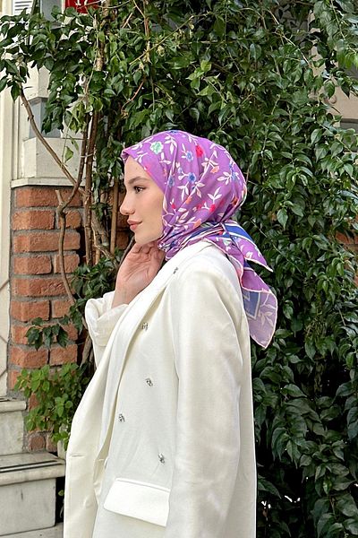 İpekhan Colorday Ahu Μαλακό Κασκόλ Λιλά Μπλε 1151-09