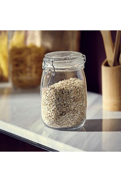 Home Box Atlanta Glass Canister with Metal Clip - 900 ml