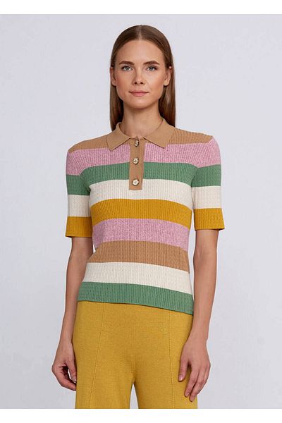 Knitss Polo Neck Multicolored Knitwear Top
