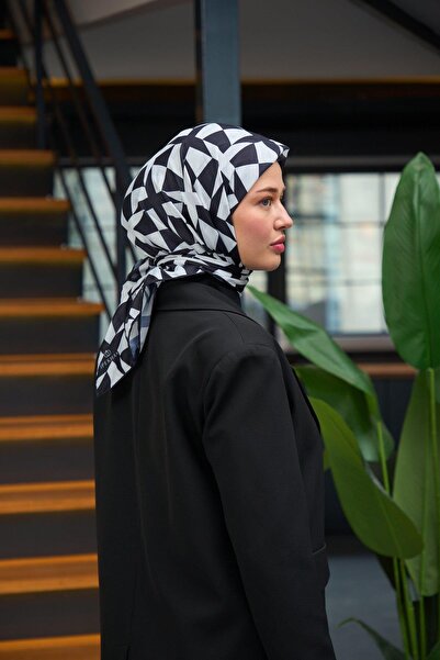 İpekhan Harmony Collection Μαλακό ασπρόμαυρο κασκόλ - 1181-06