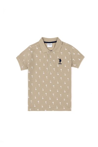 U.S. Polo Assn. Boy's Light Khaki Polo Neck T-Shirt 50288073 -Vr183