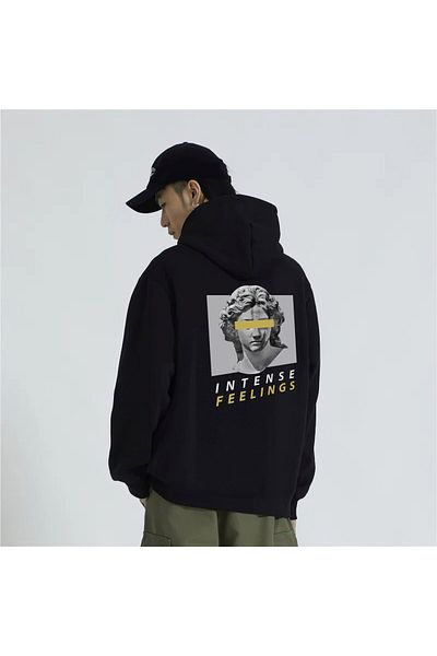 The Champ Clothing Φούτερ με κουκούλα Fleece Intense Feelings Written Sculpture με στάμπα μαύρο Unisex φούτερ με κουκούλα