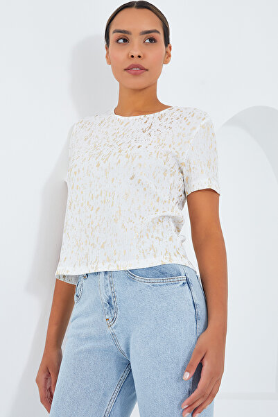 Bigdart Women's Ecru Gilded Basic T-Shirt 909