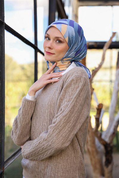 İpekhan Μαλακό κασκόλ Amanda Pattern Purple Blue 1170-07