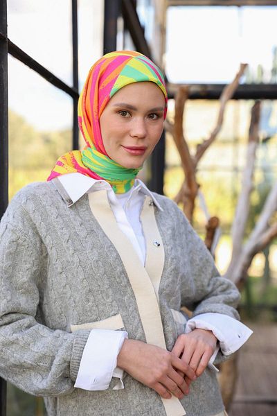 İpekhan Μαλακό κασκόλ Amanda Pattern Κίτρινο Πορτοκαλί 1170-05