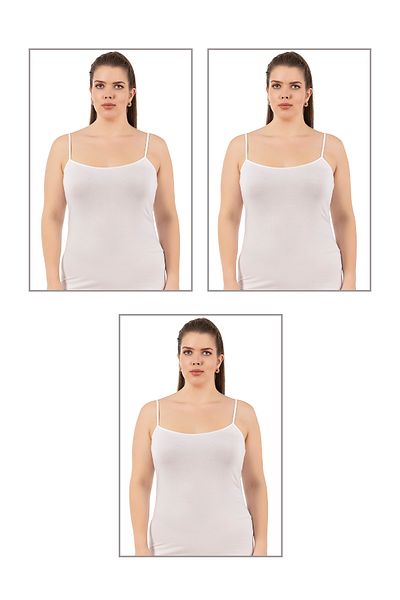 ÖZKAN underwear Özkan 25923 Pachet de 3 curele de frânghie din viscoză pentru femei, curea moale și subțire, atlet de dimensiuni mari