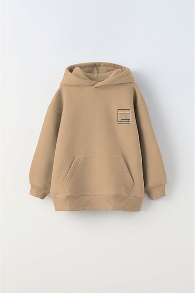 The Champ Clothing Παιδική κουκούλα σε μπεζ χρώμα Unisex - Απλότητα με κουκούλα, Fleece Printed