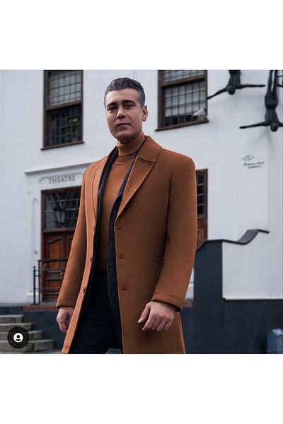SÜVARİ Ανδρικό παλτό Süvari Slim Fit Swallow Collar Brown