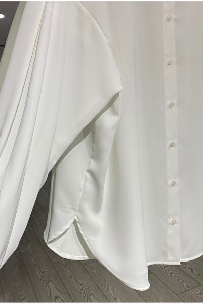 PERA MODA Balon Kol Oversize İç Göstermeyen Uzun Bluz Gömlek