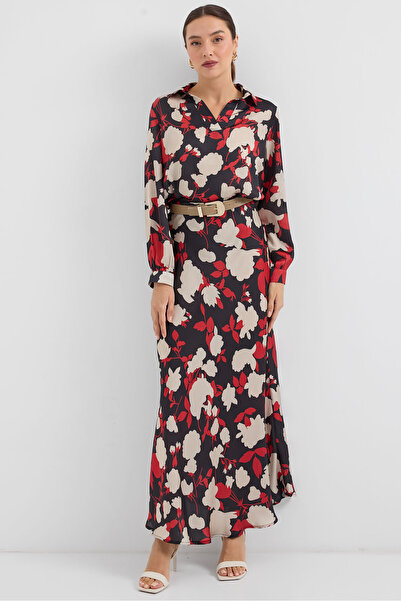 Bigdart 8018 Patterned Beige Satin Double Suit