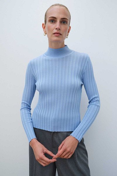 Mısırlı Light Blue Half-Toe Women's Sweater