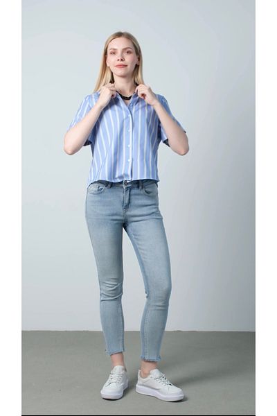 PERA MODA Cămașă cu mânecă scurtă din bumbac cu dungi