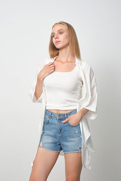 PERA MODA Cardigan lung de cămașă subțire de vară kimono - model cu cravată în față