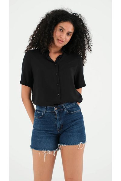 PERA MODA Cămașă lejeră din viscoză cu mânecă scurtă