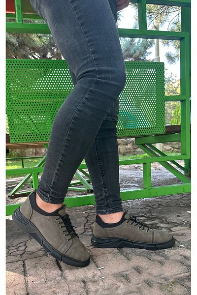 Bonjey Pantofi sport pentru bărbați din piele maro deschis cu cusături