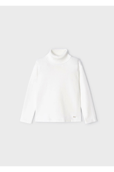 MAYORAL Beyaz Kız Çocuk Boğazlı Triko Kazak