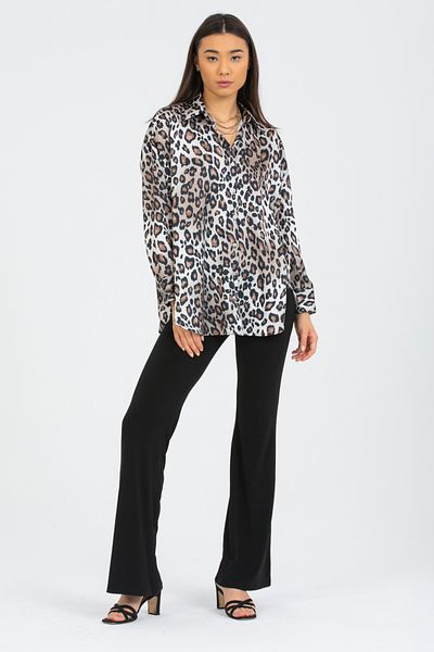 PERA MODA Cămașă oversize din satin cu model leopard