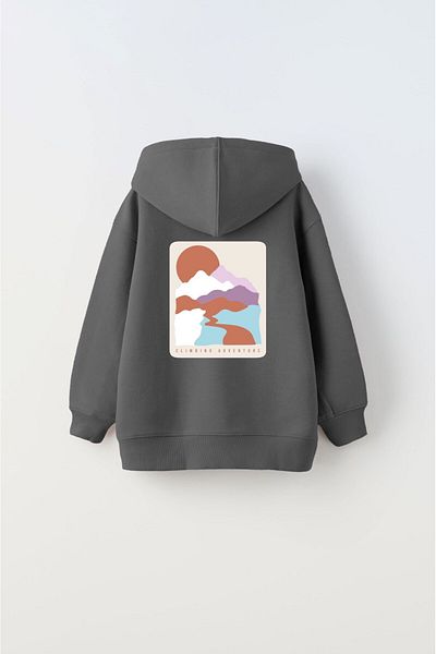 The Champ Clothing Унисекс детски суитшърт Polar - с качулка, опушен, с щампа Climbing Adventure