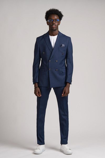 ADİMO Costum Adimo Slimfit cu dungi subțiri cu rever ascuțit - cu fante duble