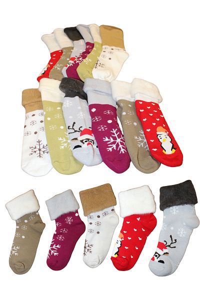 socksbox Плюшени зимни чорапи за подарък с регулируема дължина/6 чифта/36-40