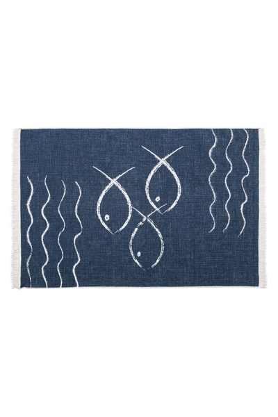 Mudo Home LARISSA FISH ÇİFT TARAFLI HALI LACİVERT BEYAZ 120X180