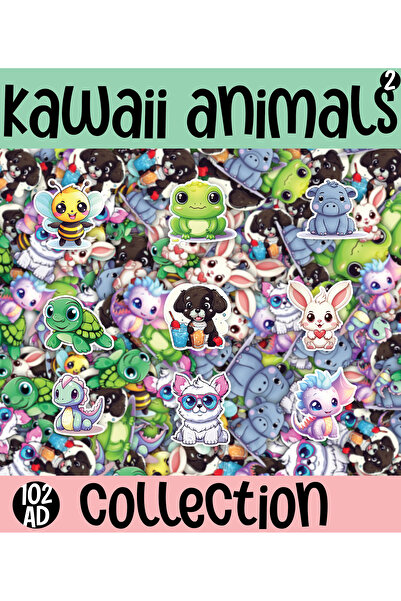 cakaybu Set de 101 de autocolante cu tematică de animale marine Kawaii, 2 coli A4