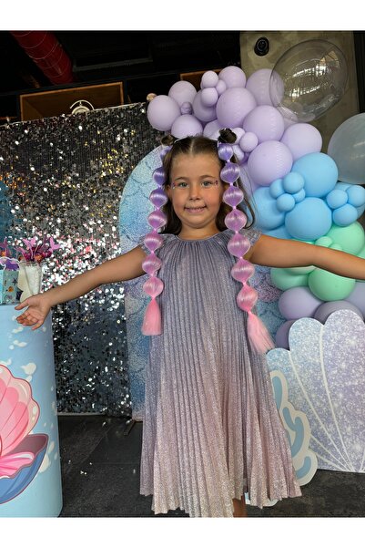 Bubble Hair Shop Simli Lila Pembe Deniz Kızı Doğum Günü Bubble Hair Braids Sa...