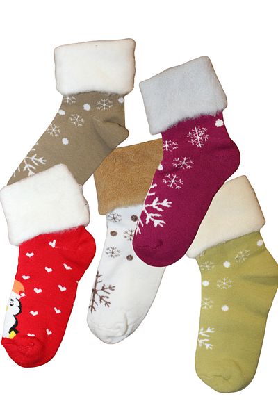 socksbox Плюшени зимни чорапи за подарък с регулируема дължина/6 чифта/36-40