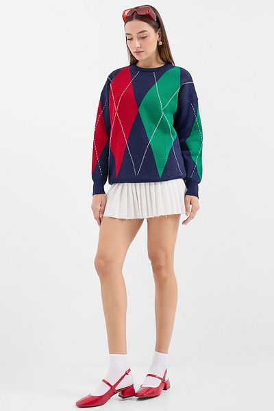Bigdart 15887 Πλεκτό πουλόβερ με μοτίβο Oversize - D. Navy Blue