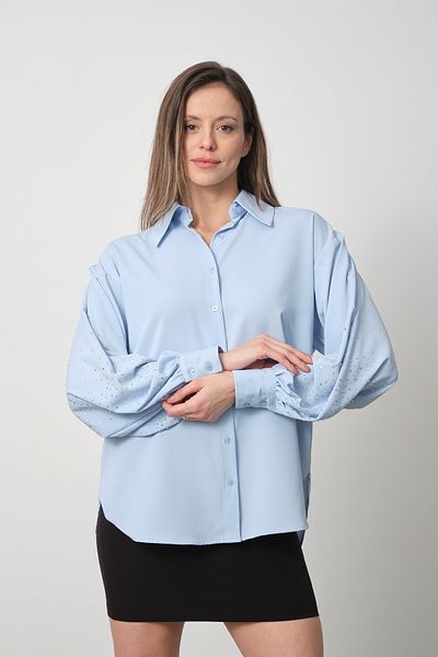 PERA MODA Cămașă de invitație cu mânecă cu balon cu detalii de piatră - elegantă și fără prejudecăți