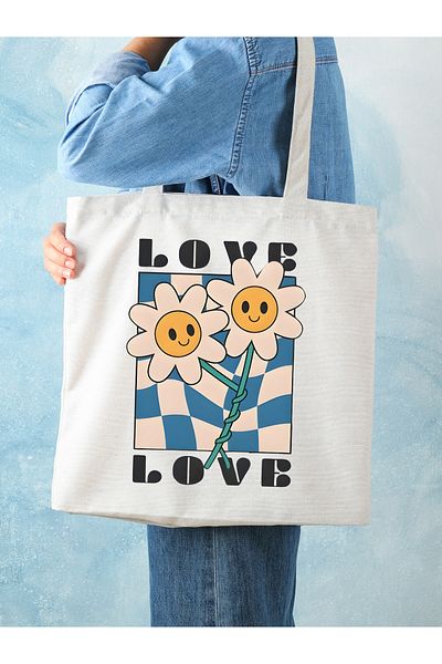 Cemira Papatya Love Design Tote Bag Geantă de stofa