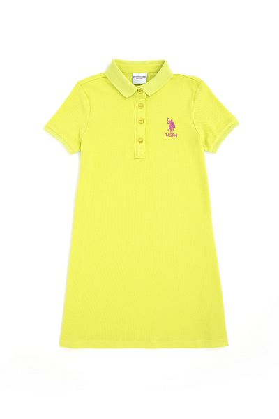 U.S. Polo Assn. Dívčí ponožky pistáciově zelené polo límec pletené šaty 50288076-VR087