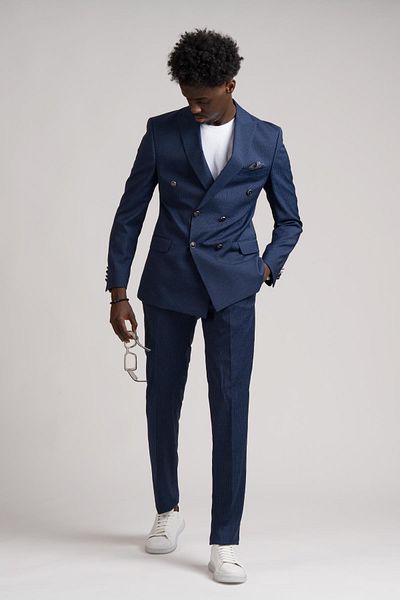 ADİMO Costum Adimo Slimfit cu dungi subțiri cu rever ascuțit - cu fante duble