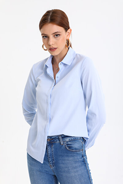 PERA MODA Cămașă clasică din Lycra cu nervuri pentru femei