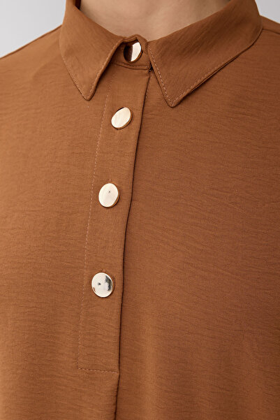 Bigdart 6631 Model Milk Brown Color Oversize Top and Bottom Set